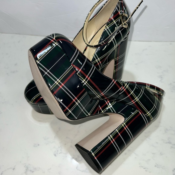 JESSICA SIMSON Stylish Plaid Platform Heels - Picture 6 of 15